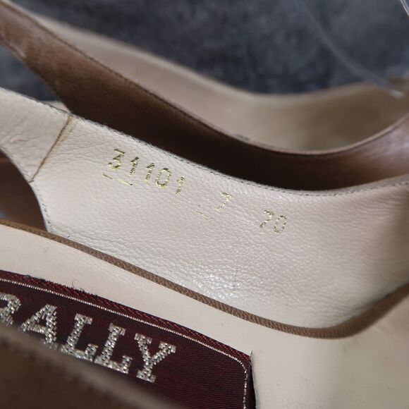 Bally Shoes Womens 7 Slingback Pump Peep Toe Heels Leather Fashion Classic Retro - Picture 3 of 16